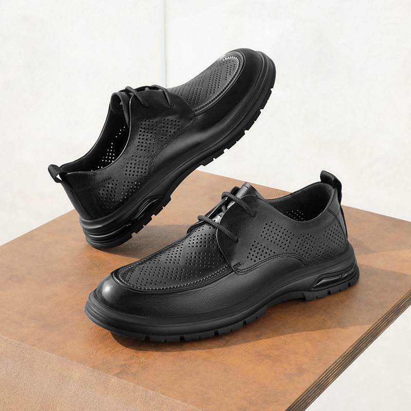 百丽打孔透气商务男款2023夏季皮鞋 百丽集团男鞋休闲皮鞋