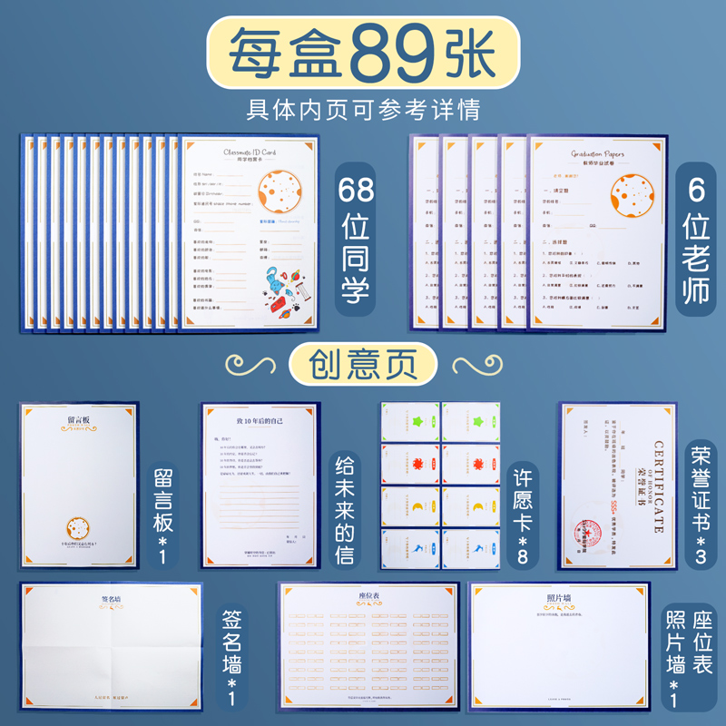 2024新款高颜值星际同学录小学生六年级女生高颜值初中生男孩毕业纪念册高级通讯录创意搞怪毕业册盒装留言本-图0