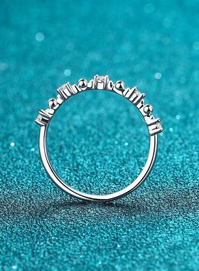 s925纯银镀pt950铂金戒子女莫桑钻戒指排戒结婚戒大气饰品镀18K金