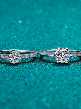 s925银镀18K金戒指女镀pt950铂金莫桑石六爪戒指蛇骨戒指时尚饰品