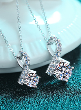 S925纯银镀18K金吊坠时尚气质项链饰品莫桑石钻石饰品镀pt950铂金