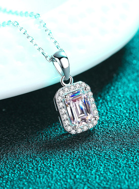 s925纯银镀18K金项链女莫桑石锁骨链简约款切钻石颈链镀pt950铂金