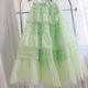 Autumn and winter new polka dot ruffle cake skirt fairy skirt mint green mesh skirt multi-layer wide hem skirt