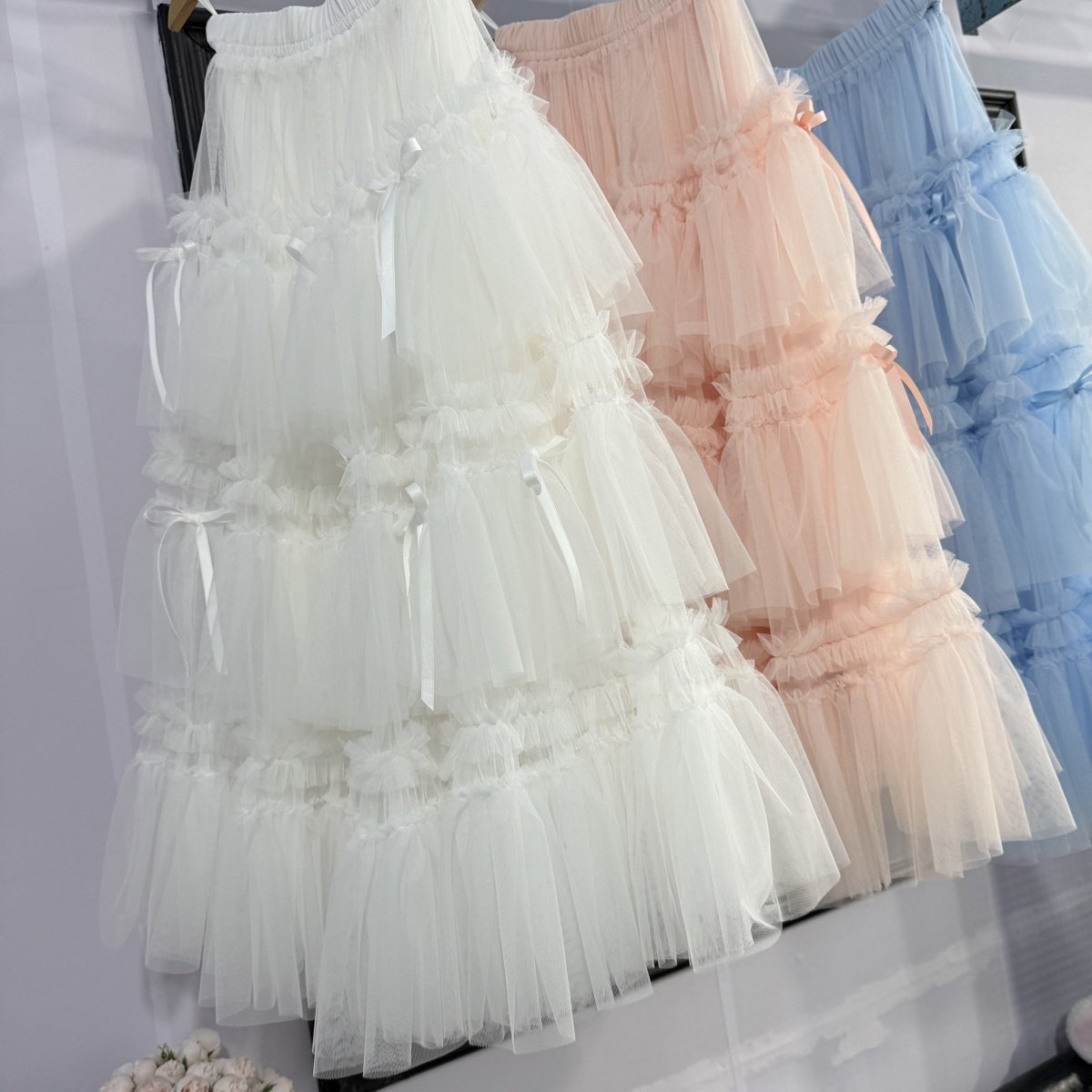 蝴蝶结蛋糕裙层次感跳舞大摆网纱半身裙A字蓬蓬裙中长纱裙,淘宝优惠券,粉丝福利购,淘宝优惠卷