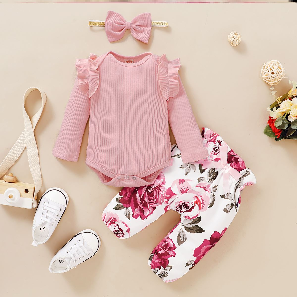 highquality 3Pcs Baby Girl Clothes Set Newborn Kids Clothing - 图1