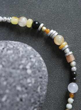 沙漠星河手串蜜蜡藏银串珠手链