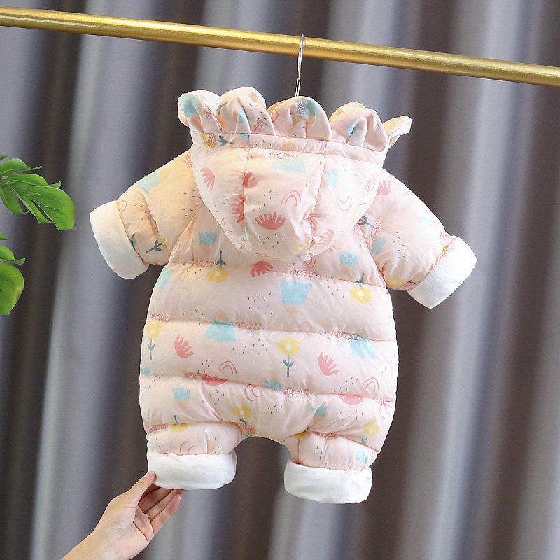 婴儿秋冬装加绒女宝宝衣服一岁哈衣 吾爱梧桐连身衣/爬服/哈衣