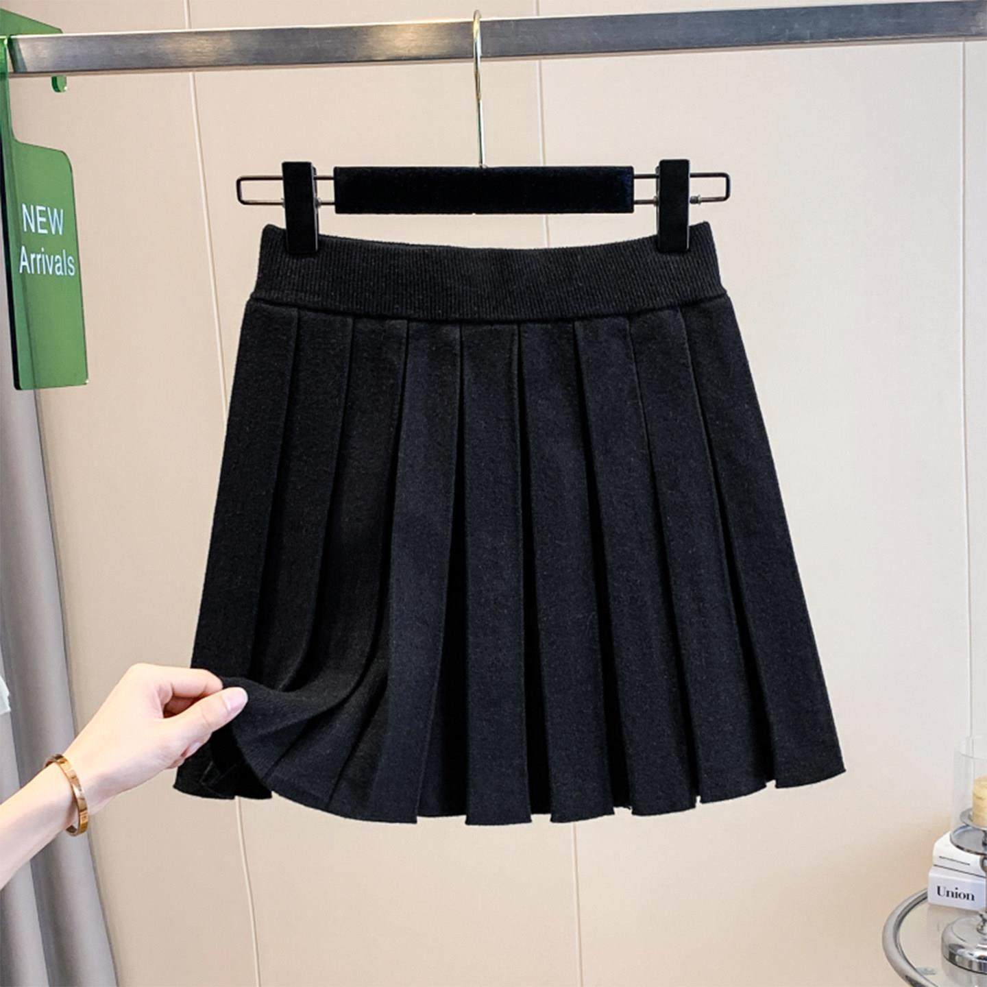 大码灰色针织半身短裙女秋冬巨好看的半裙胖mm高腰显瘦a字百褶裙,淘宝优惠券,粉丝福利购,淘宝优惠卷