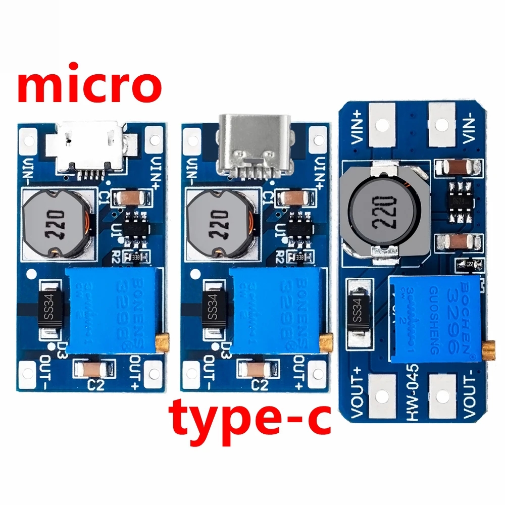 MT3608 DC-DC升压模块2A升压板输入电压2-24V升5/9/12/-28V可调-图0