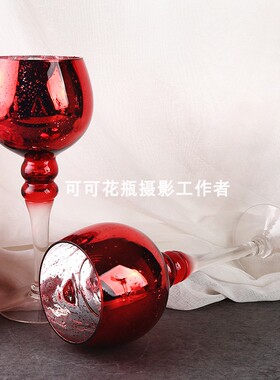 玻璃烛台红色家居装饰