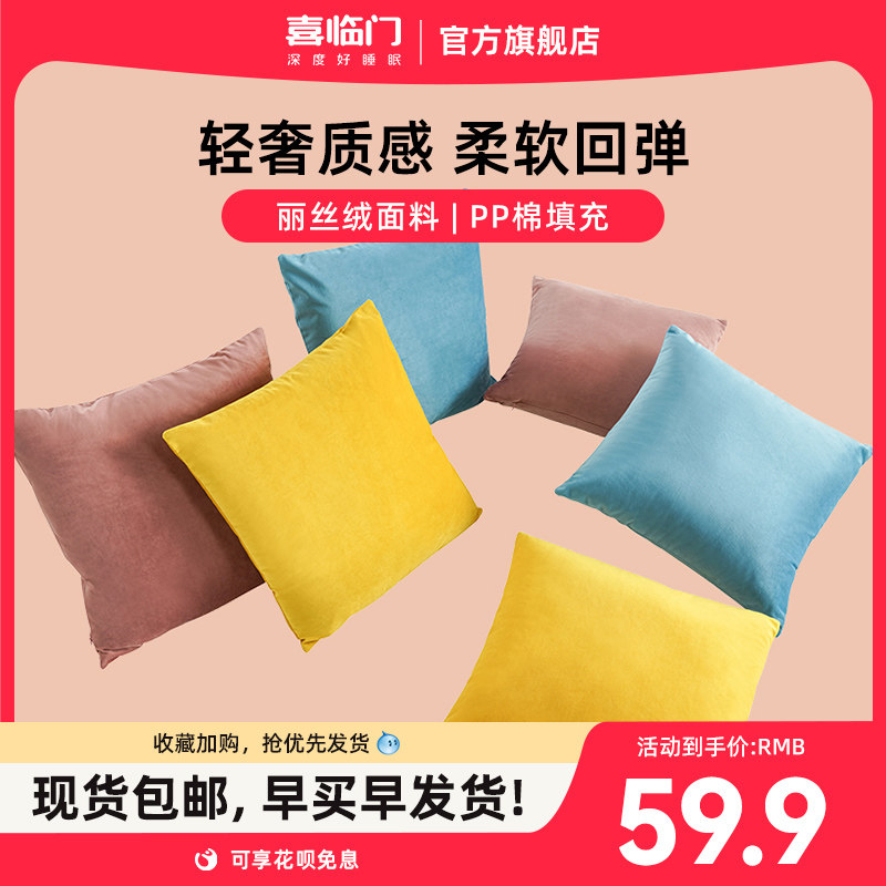 喜临门官方旗舰店丝滑触感耐磨抗脏柔软回弹 丝绒靠枕