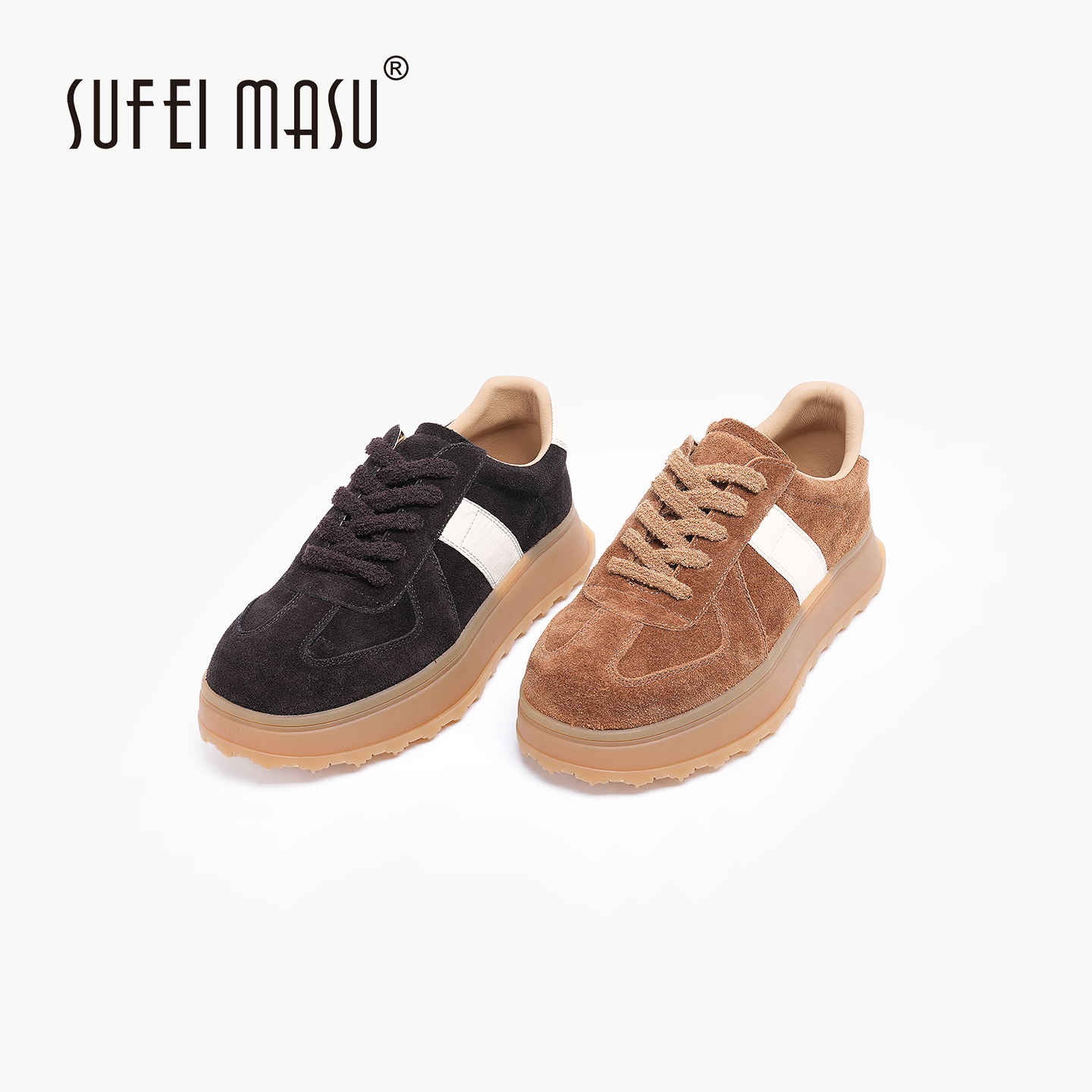 SUFEIMASU/苏菲玛素百搭休闲鞋时尚软底德训鞋厚底增高C4898-8A - 图0