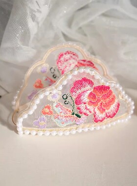 汉服宋制刺绣莲花发冠古风唐制花冠可调节头冠超仙牡丹头饰配饰品