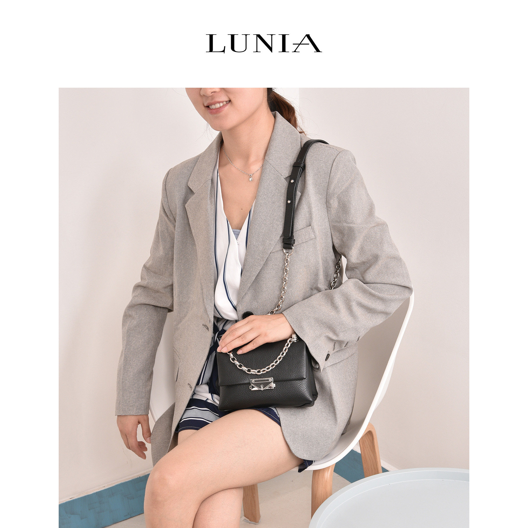 头层牛皮mk新款韩版包包欧美斜挎包 lunia路尼亚女士包袋