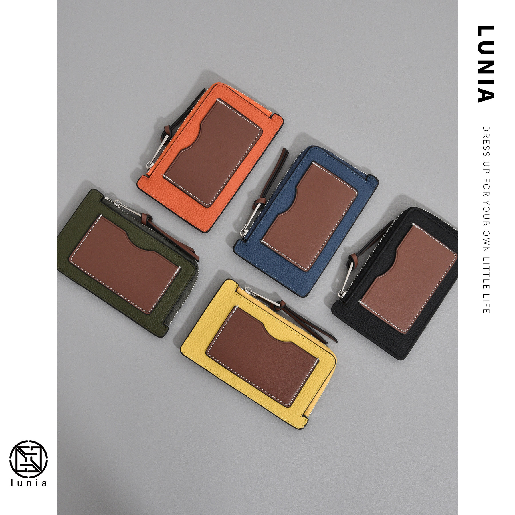 真皮卡包女士小巧超薄牛皮零钱包 lunia路尼亚钱包