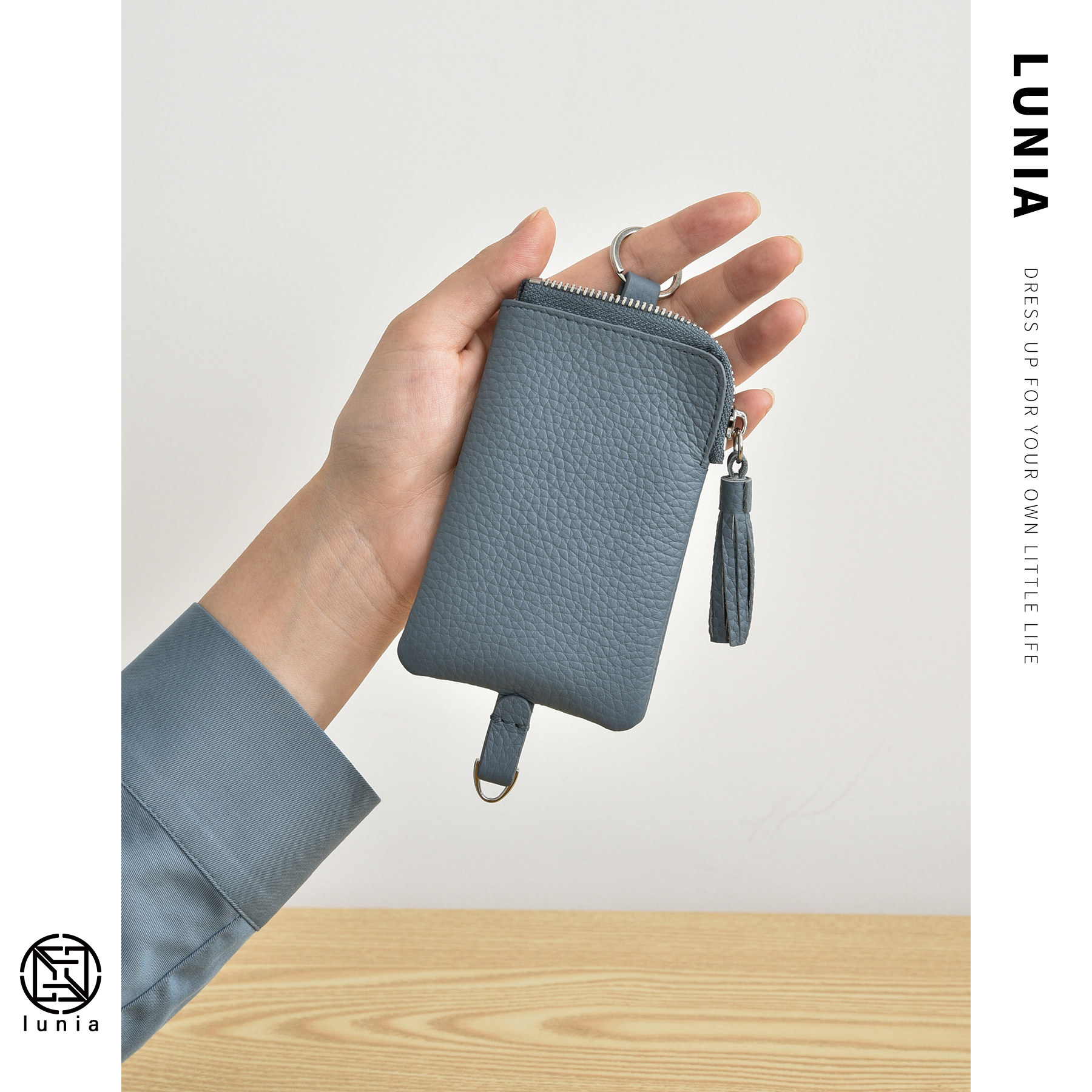 真皮日韩女抽拉迷你驾驶证男零钱包 lunia路尼亚钥匙包