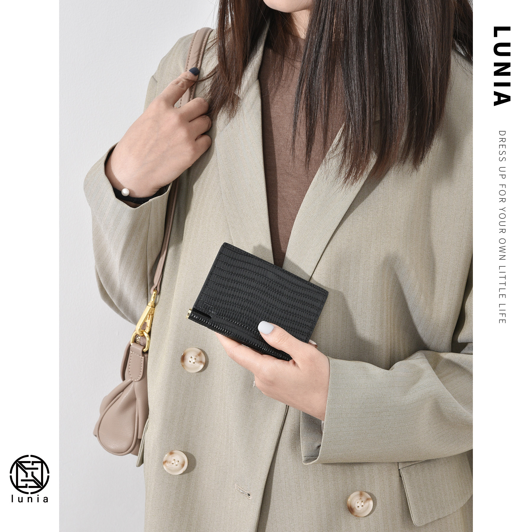 对折夹子卡包女士时尚简约竖款ins lunia路尼亚卡包