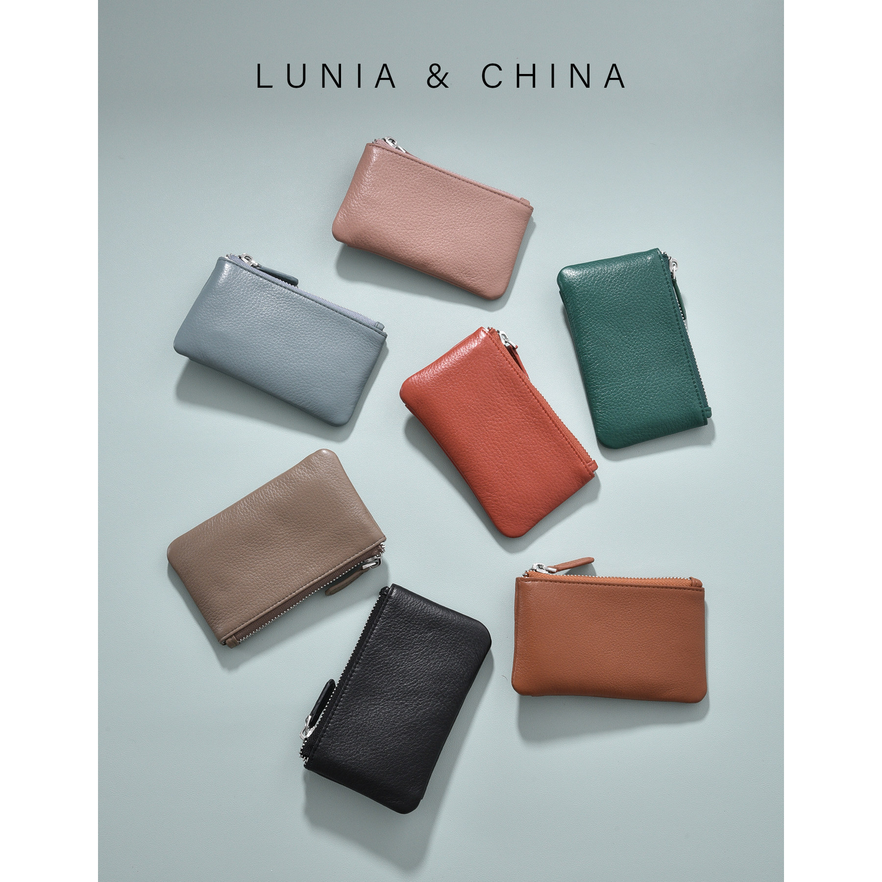 日韩原创自然摔纹头层牛皮女零钱包 lunia路尼亚钱包