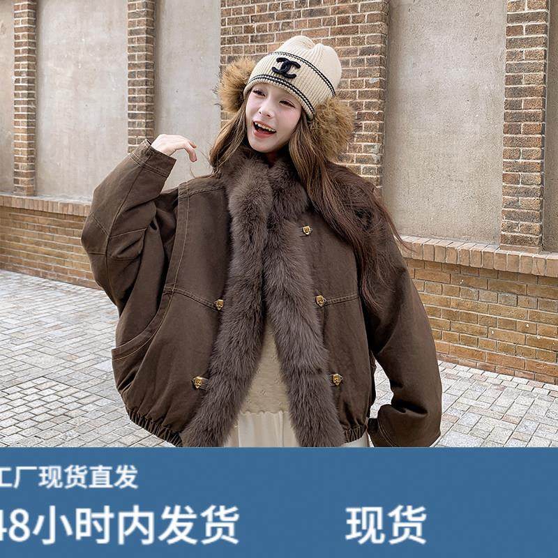 咖色真毛领羽绒服女冬季2025新款复古时尚高级感90白鸭绒加厚外套,淘宝优惠券,粉丝福利购,淘宝优惠卷