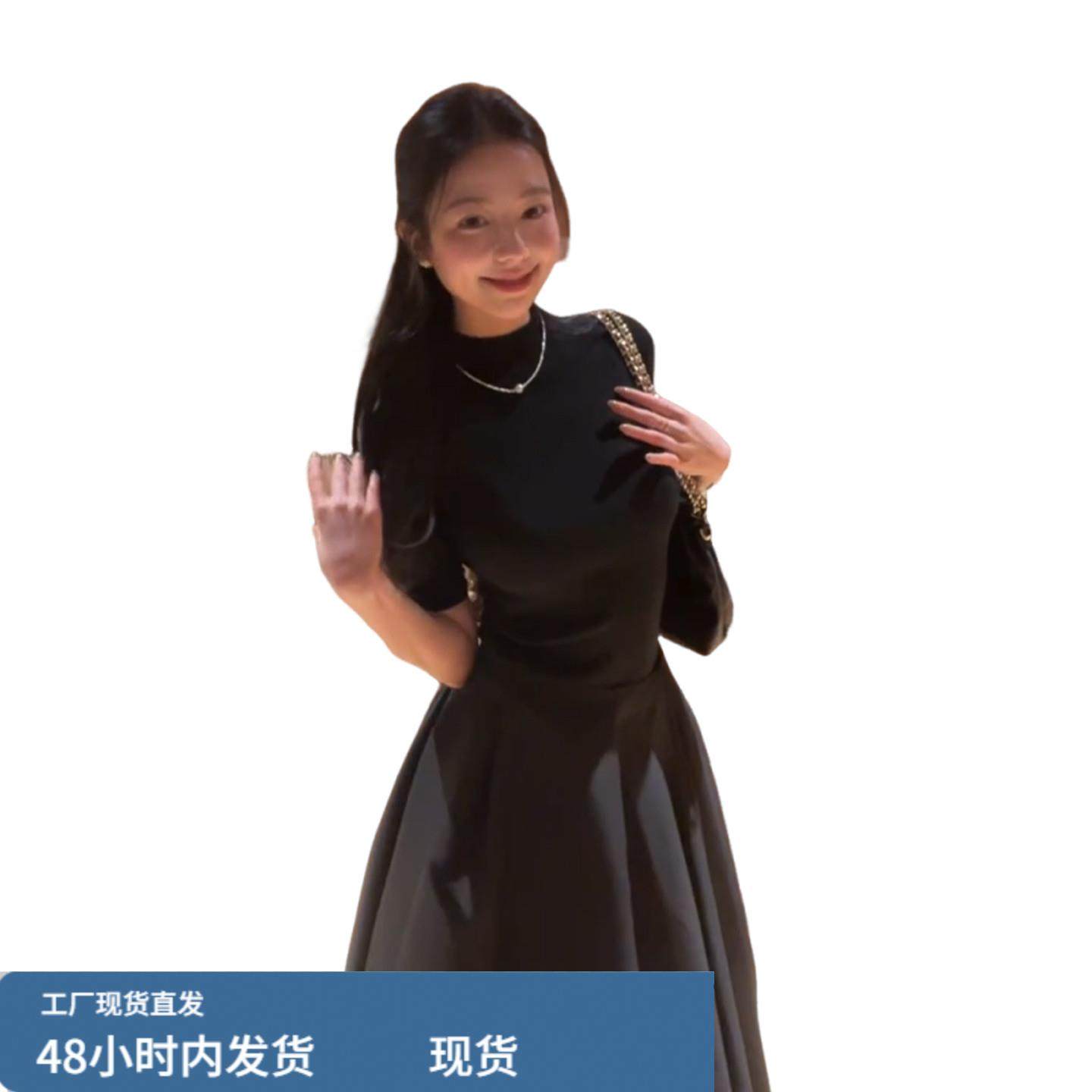 黑色高级感长袖连衣裙子女秋冬季2026新款法式巨好看冬装两件套装,淘宝优惠券,粉丝福利购,淘宝优惠卷