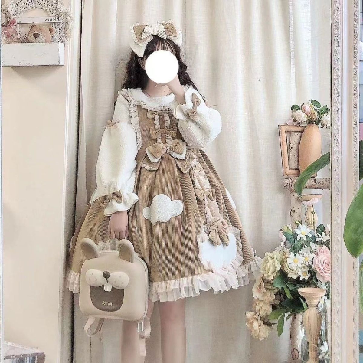 现货秋冬lolita厚实保暖冬云转晴洛丽塔长袖OP洛丽塔裙子学生大码 - 图1