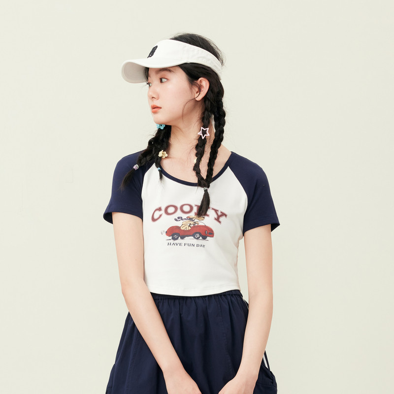 T恤合辑 紫涵圆领T恤女百搭纯棉体恤衫时尚短款上衣新款打底衫潮