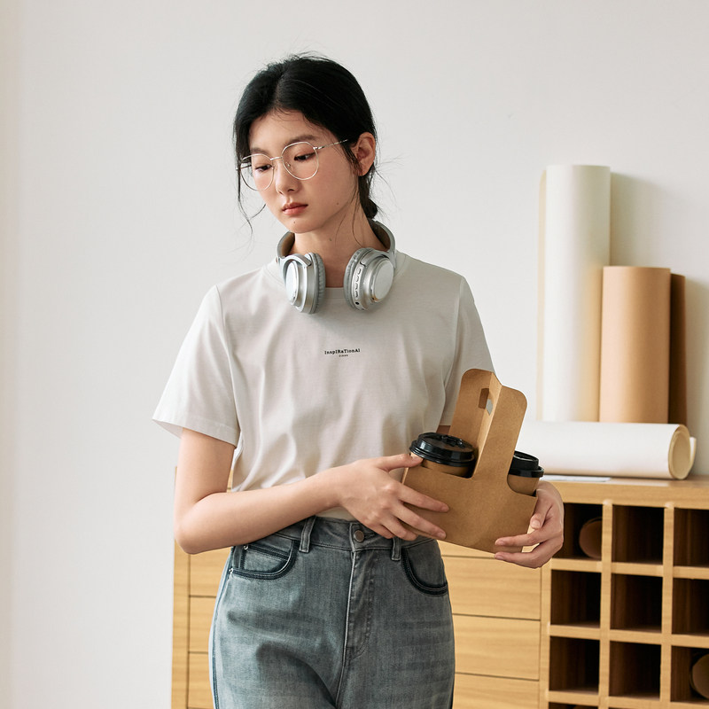 T恤合辑 紫涵圆领T恤女百搭纯棉体恤衫时尚短款上衣新款打底衫潮