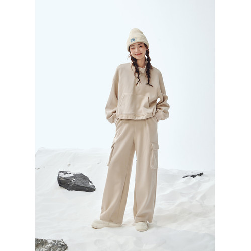 紫涵运动休闲风立领拉链卫衣外套工装休闲裤子两件套装女冬季新款 - 图3