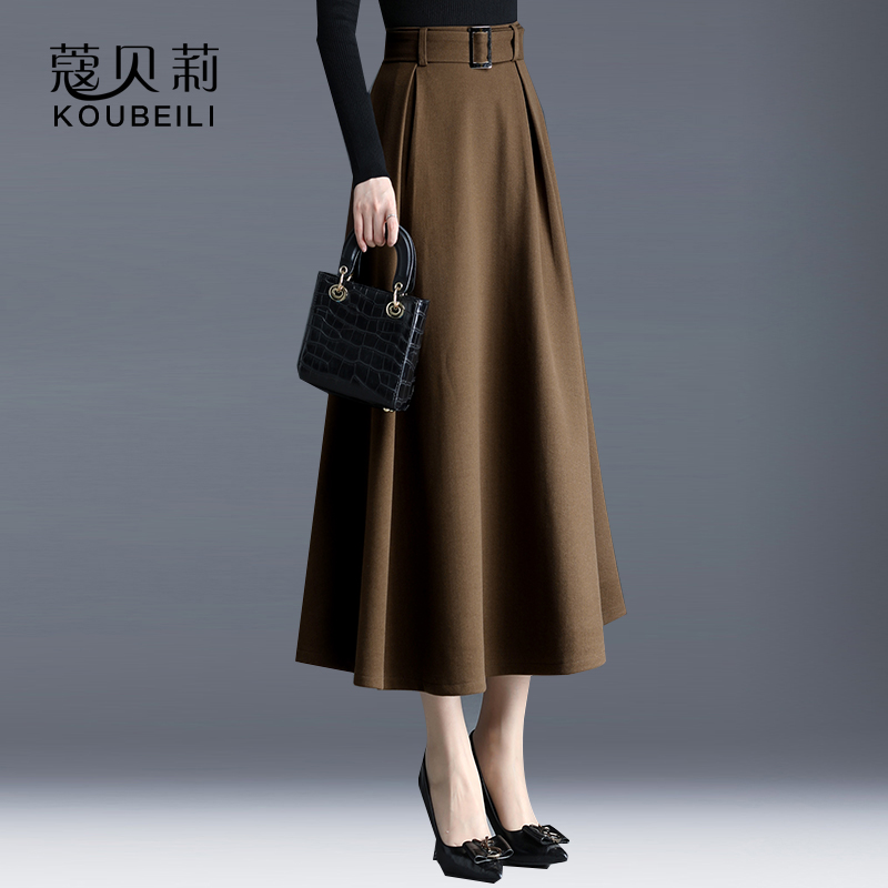 a字裙秋冬2021新款a型驼色半身裙 蔻贝莉半身裙