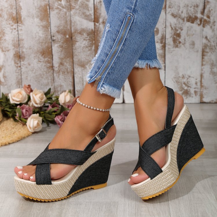 women high heel sandals summer shoes plus size 42 女大码凉鞋 - 图0