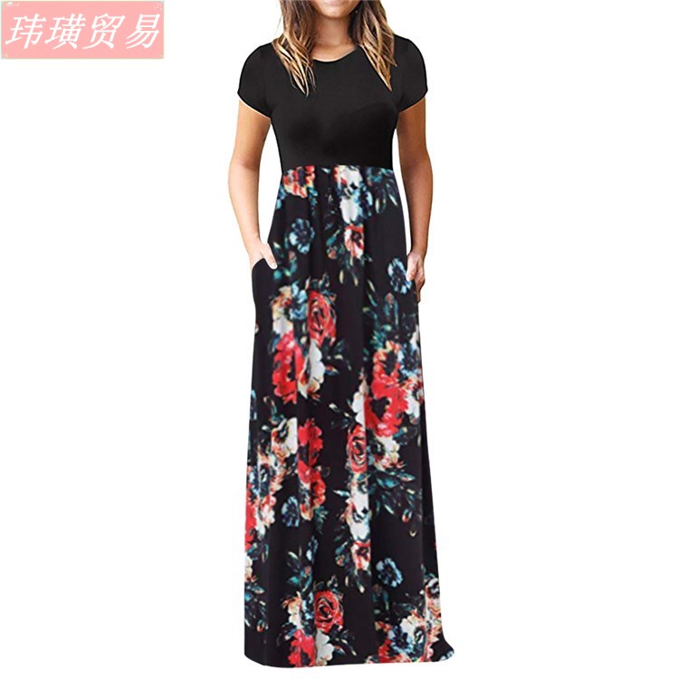 2020 Summer Printed sexy women Long dress 印花长裙连衣裙女 - 图2