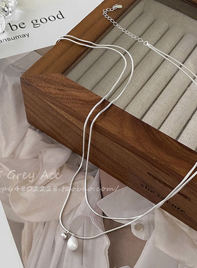 双层叠戴珍珠项链女外贸新款小众轻奢时尚锁骨链气质简约颈链