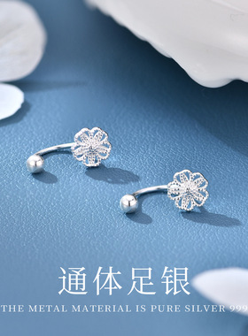 简约耳钉女纯银时尚百搭耳骨钉睡