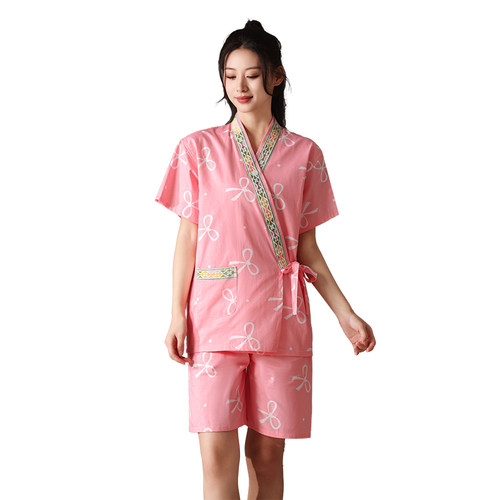 纯棉汗蒸服开衫女韩版套装浴服情侣家居和服男大码高档桑拿服按摩 - 图3