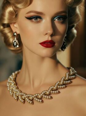 珍珠耳环项链女气质精致华丽套装时尚复古镂空颈饰高级感百搭耳饰