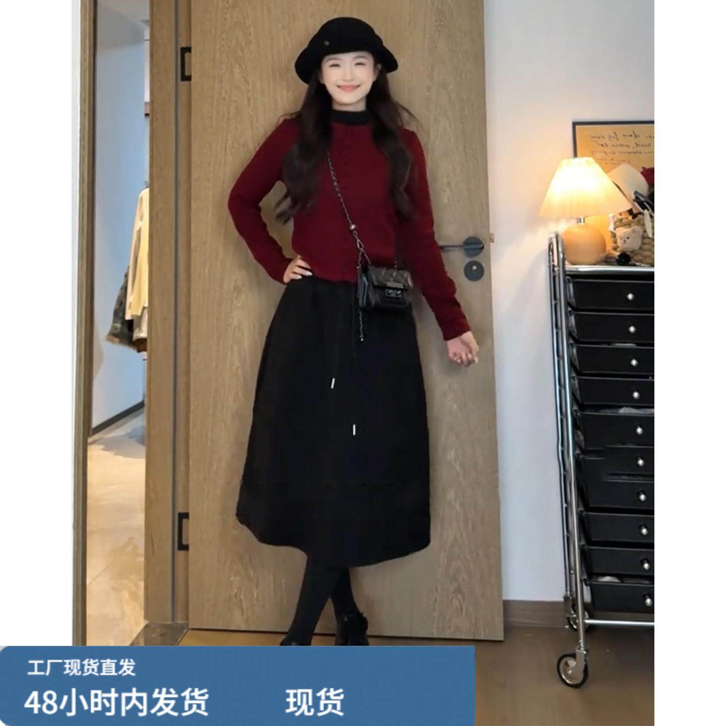 小个子香风黑色半身连衣裙子女2025秋冬季新款ootd穿搭一整套长裙,淘宝优惠券,粉丝福利购,淘宝优惠卷