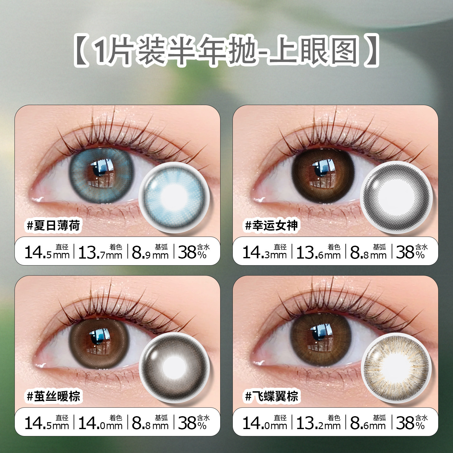 cokoeye美瞳半年抛一片装(π系列)彩色隐形眼镜近视官方正品