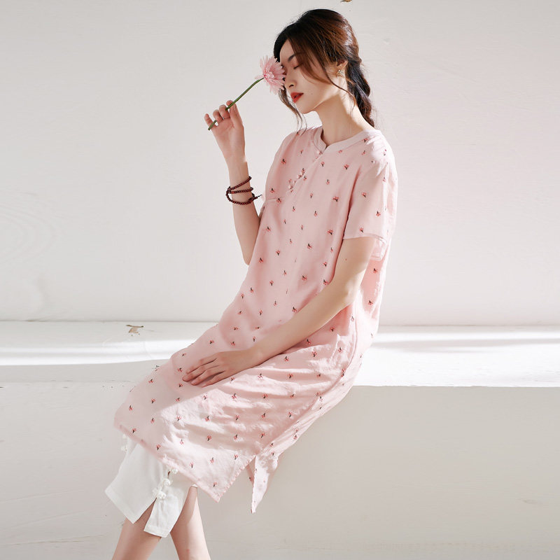 莎韵诗2021年夏季新品文艺刺绣旗袍 莎韵诗上衣