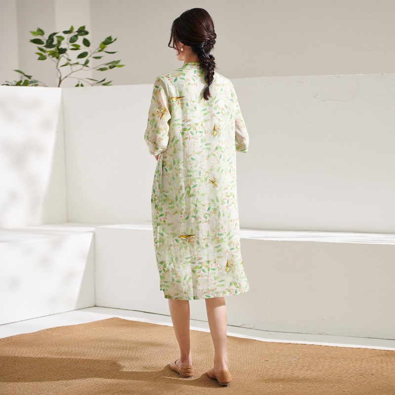 莎韵诗2022夏季文艺改良中式连衣裙 莎韵诗连衣裙