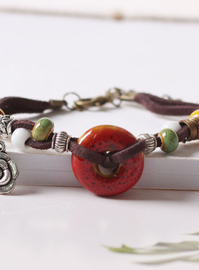 陶瓷原创设计风平安扣可调节手链