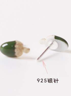 原创陶瓷墨绿色简约个性学生首饰