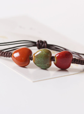 原创设计风陶瓷编织串珠学生手链