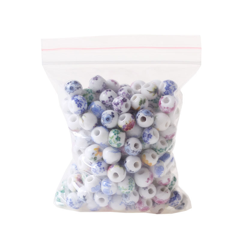 陶瓷小饰品配件8mm粉彩陶瓷珠子diy手工编织材料成人学生自制散珠,淘宝优惠券,粉丝福利购,淘宝优惠卷