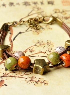 陶瓷珠子通用可调节大小手链