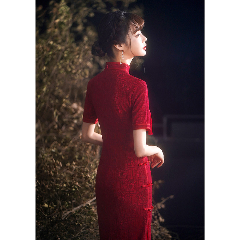 旗袍2020年新款改良连衣裙秋敬酒服 戈娜诗旗袍