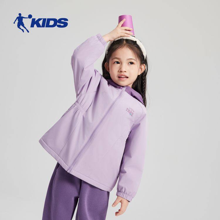 乔丹儿童女童冬季外套摇粒加绒保暖小童连帽户外加厚防水梭织风衣,淘宝优惠券,粉丝福利购,淘宝优惠卷