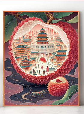 长安的荔枝数字油画diy手工填色涂色手绘油彩画客厅装饰画挂画