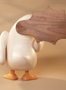 原创实木办公室创意摆件鹅总原上城高级感治愈工艺品日常送礼物