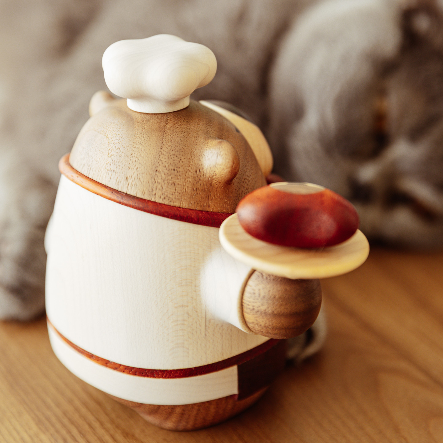 实木创意摆件主厨熊巴巴造型工位原上城高级可爱治愈系工艺品礼物,淘宝优惠券,粉丝福利购,淘宝优惠卷