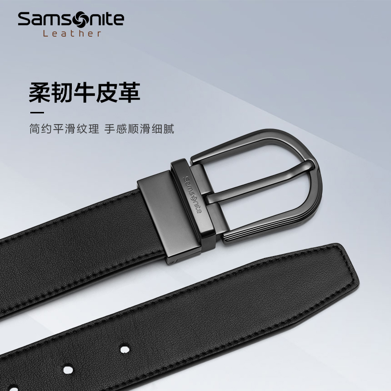 Samsonite新秀丽皮带马蹄扣男款休闲针扣裤带年轻人腰带送礼物NQ1